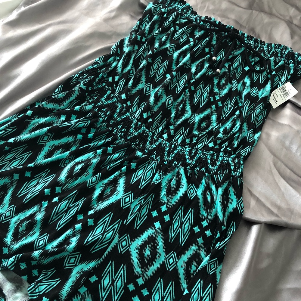 Black and teal romper.